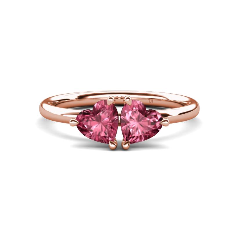 Francesca 1.60 ctw Heart Shape (6.00 mm) Pink Tourmaline Toi Et Moi Engagement Ring 