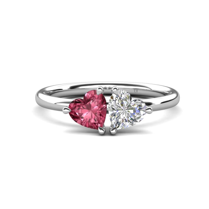 Francesca 1.65 ctw Heart Shape (6.00 mm) Pink Tourmaline & GIA Certified Natural Diamond Toi Et Moi Engagement Ring 
