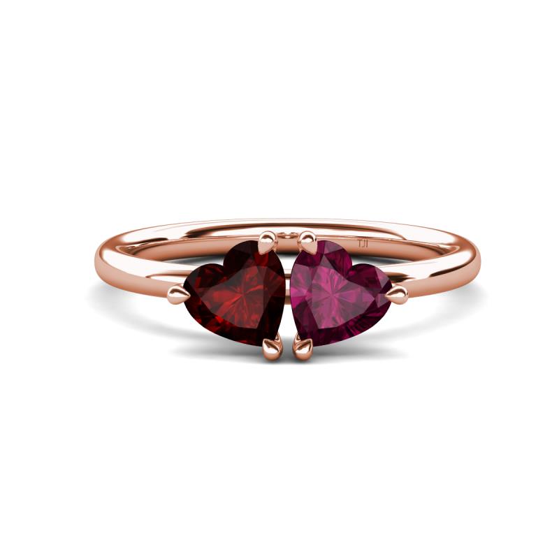 Francesca 2.05 ctw Heart Shape (6.00 mm) Red Garnet & Rhodolite Garnet Toi Et Moi Engagement Ring 