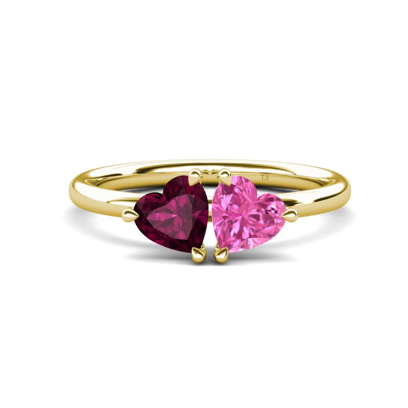 Francesca 2.00 ctw Heart Shape (6.00 mm) Rhodolite Garnet & Lab Created Pink Sapphire Toi Et Moi Engagement Ring 