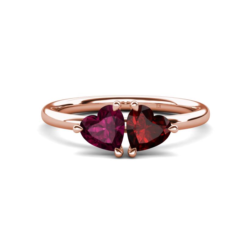 Francesca 2.05 ctw Heart Shape (6.00 mm) Rhodolite Garnet & Red Garnet Toi Et Moi Engagement Ring 