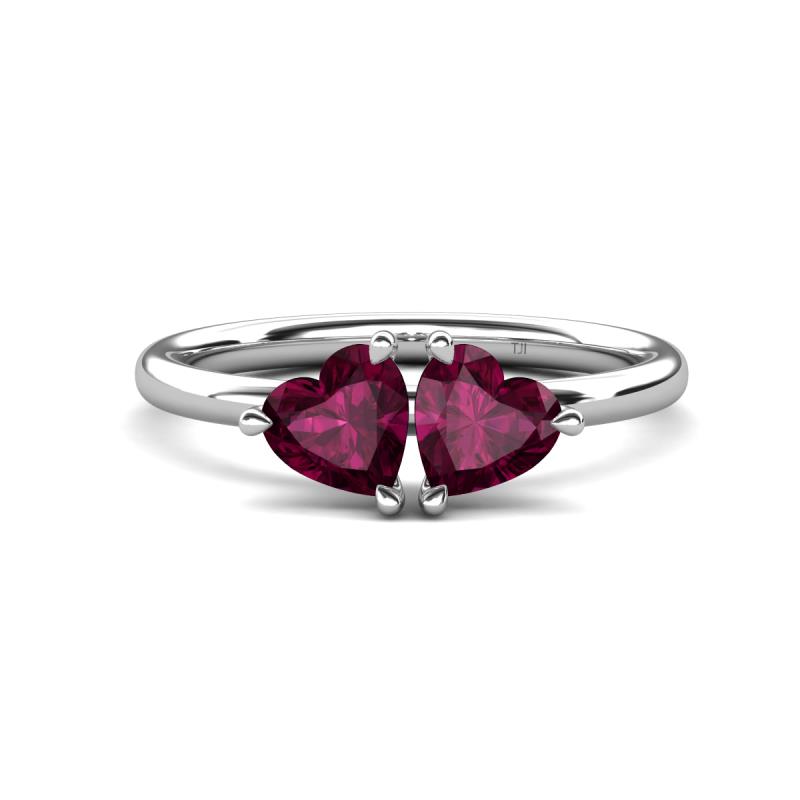 Francesca 2.20 ctw Heart Shape (6.00 mm) Rhodolite Garnet Toi Et Moi Engagement Ring 