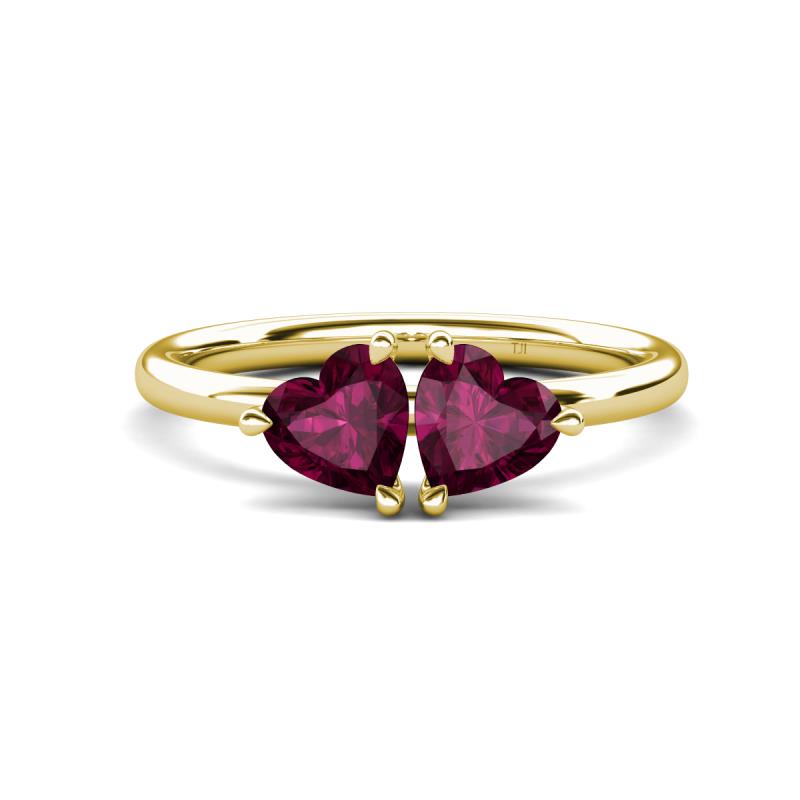 Francesca 2.20 ctw Heart Shape (6.00 mm) Rhodolite Garnet Toi Et Moi Engagement Ring 