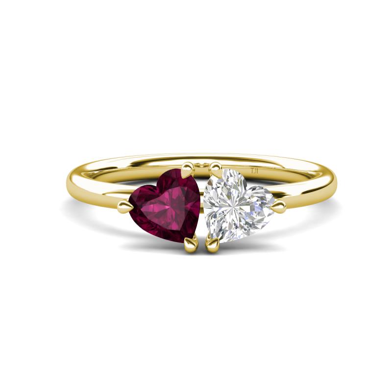 Francesca 2.00 ctw Heart Shape (6.00 mm) Rhodolite Garnet & Lab Created White Sapphire Toi Et Moi Engagement Ring 