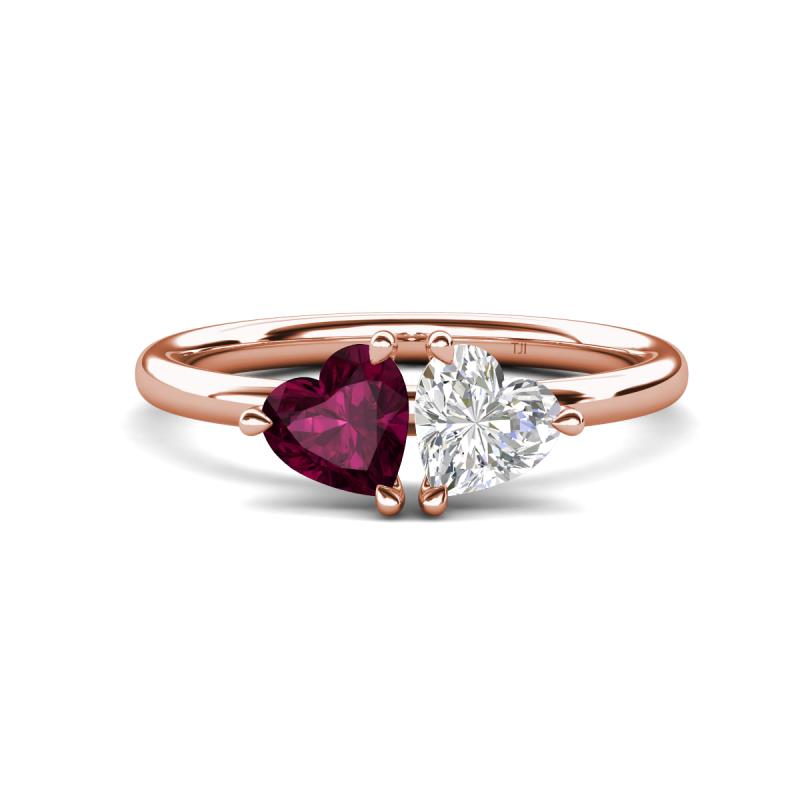 Francesca 2.00 ctw Heart Shape (6.00 mm) Rhodolite Garnet & Lab Created White Sapphire Toi Et Moi Engagement Ring 