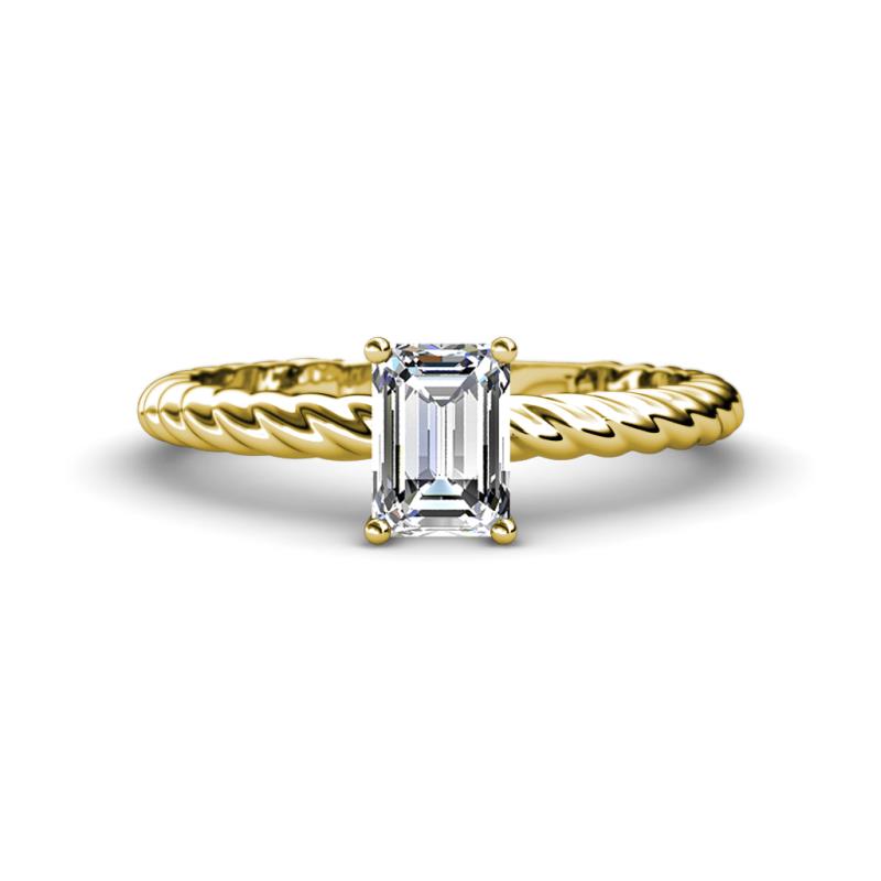 Leona Bold 1.60 ct IGI Certified Lab Grown Diamond Emerald Cut (8X6 mm) Solitaire Rope Engagement Ring 
