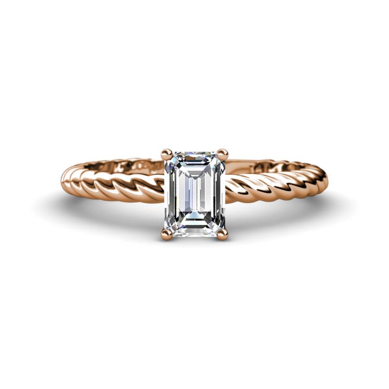 Leona Bold 1.60 ct IGI Certified Lab Grown Diamond Emerald Cut (8X6 mm) Solitaire Rope Engagement Ring 