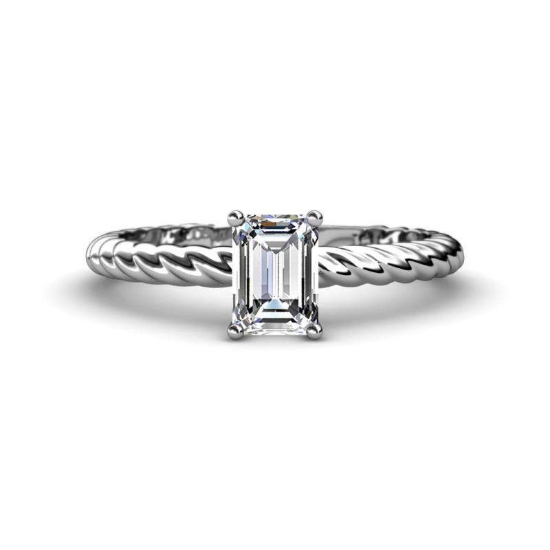 Leona Bold 1.60 ct IGI Certified Lab Grown Diamond Emerald Cut (8X6 mm) Solitaire Rope Engagement Ring 