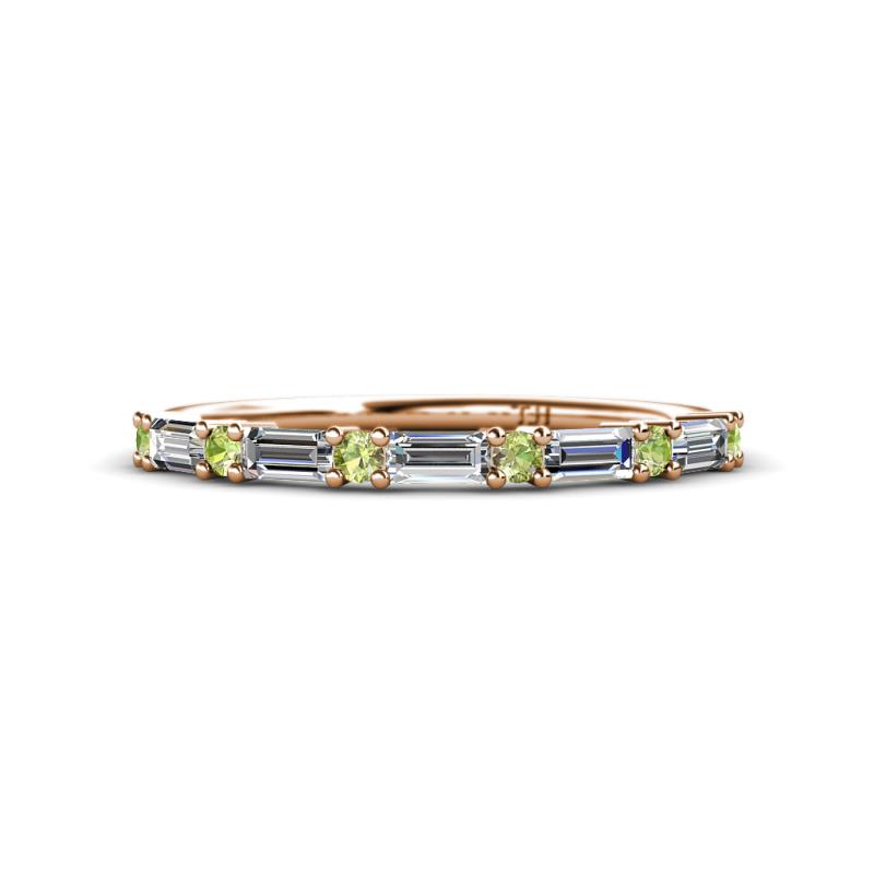 Sarah 0.85 ctw Lab Grown Diamond Baguette (4x2 mm) & Peridot Round (2.30 mm) Wedding Band 