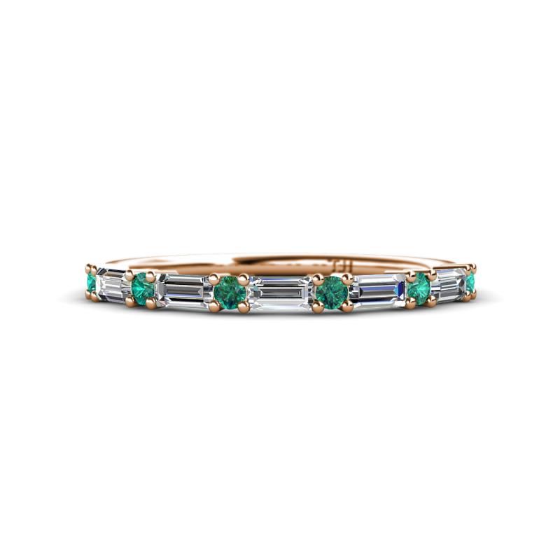 Sarah 0.73 ctw Lab Grown Diamond Baguette (4x2 mm) & Emerald Round (2.30 mm) Wedding Band 