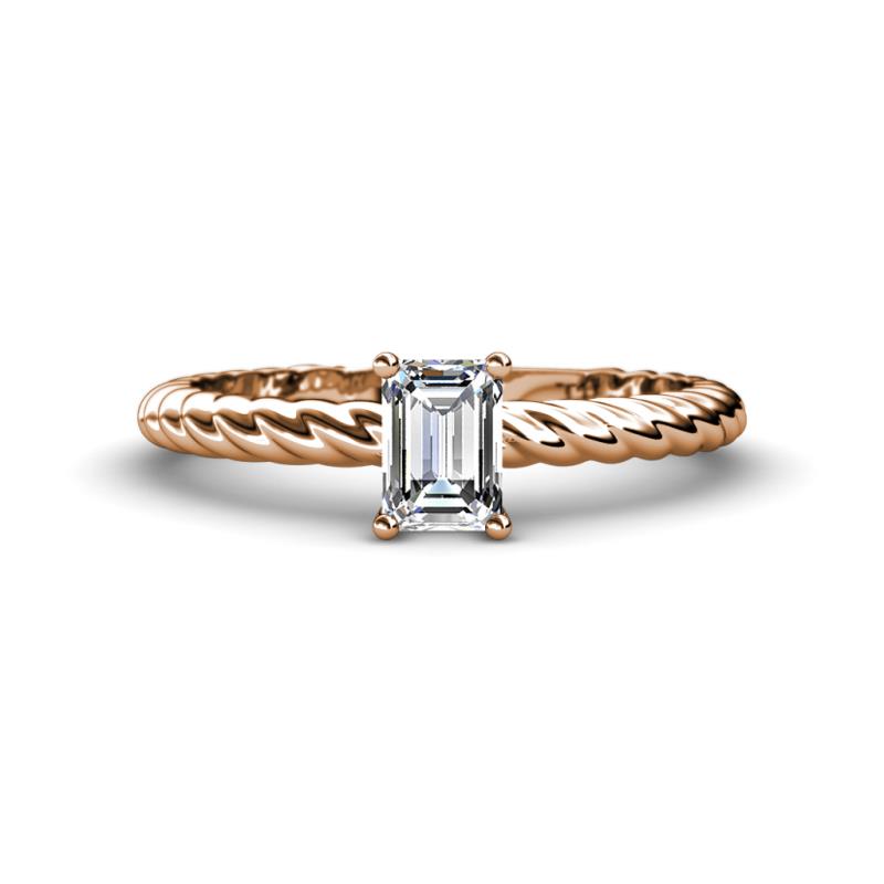 Leona Bold 1.00 ct IGI Certified Lab Grown Diamond Emerald Cut (7x5 mm) Solitaire Rope Engagement Ring 