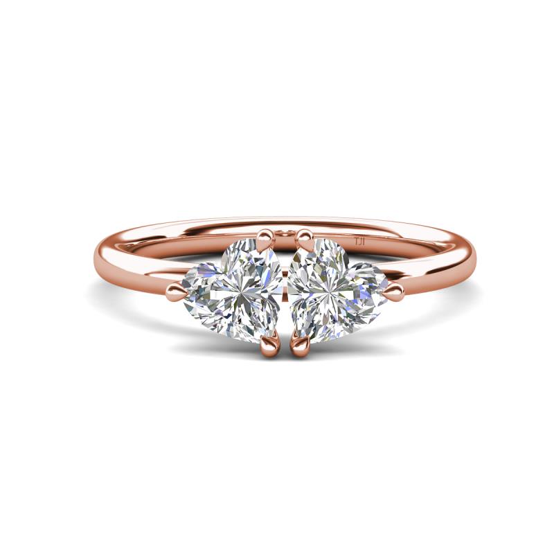 Francesca 1.40 ctw Heart Shape (6.00 mm) Moissanite Toi Et Moi Engagement Ring 