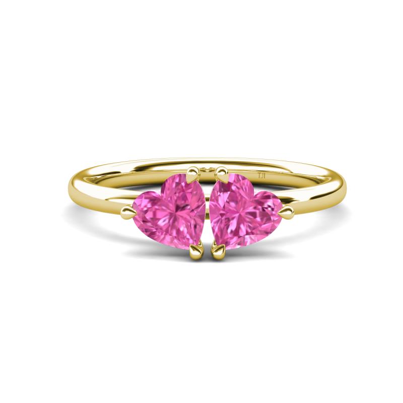 Francesca 1.80 ctw Heart Shape (6.00 mm) Lab Created Pink Sapphire Toi Et Moi Engagement Ring 