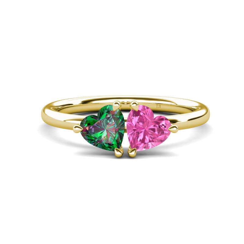 Francesca 1.65 ctw Heart Shape (6.00 mm) Lab Created Alexandrite & Lab Created Pink Sapphire Toi Et Moi Engagement Ring 