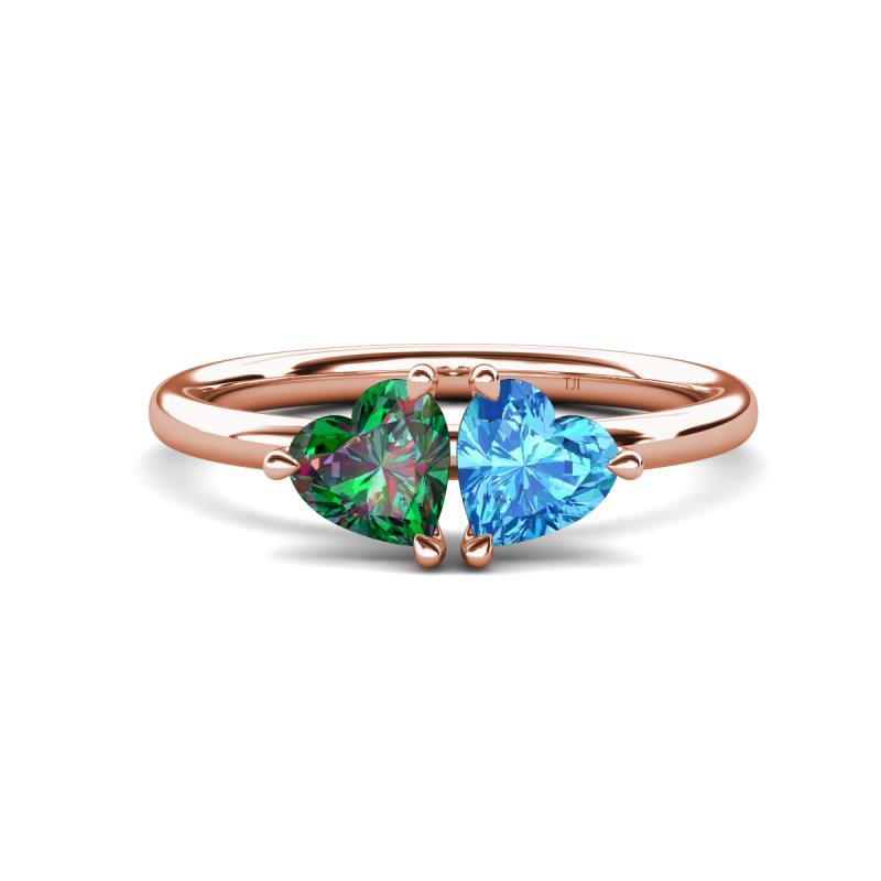 Francesca 1.75 ctw Heart Shape (6.00 mm) Lab Created Alexandrite & Blue Topaz Toi Et Moi Engagement Ring 