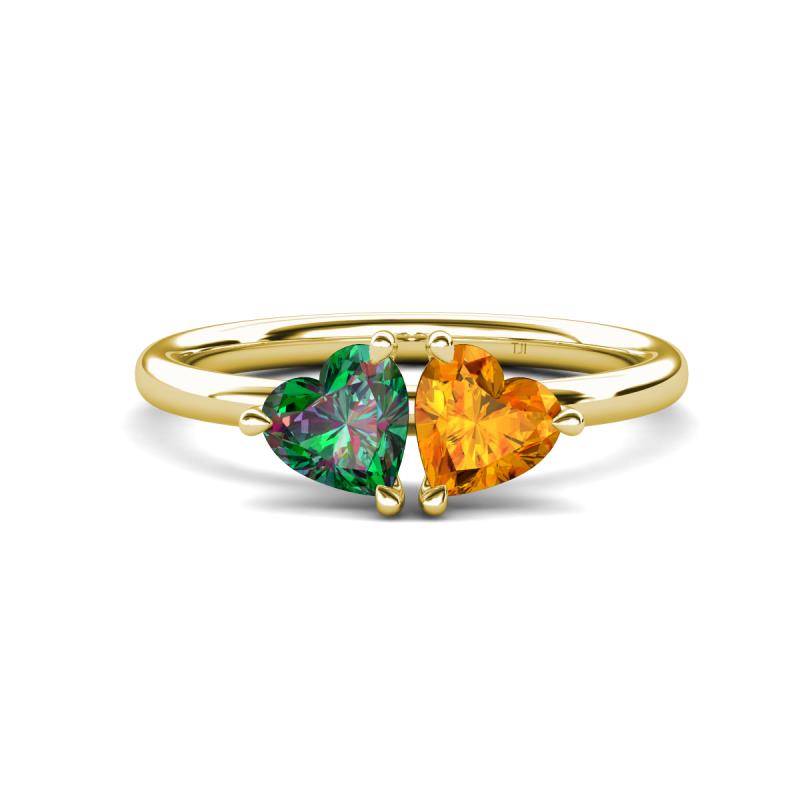 Francesca 1.43 ctw Heart Shape (6.00 mm) Lab Created Alexandrite & Citrine Toi Et Moi Engagement Ring 