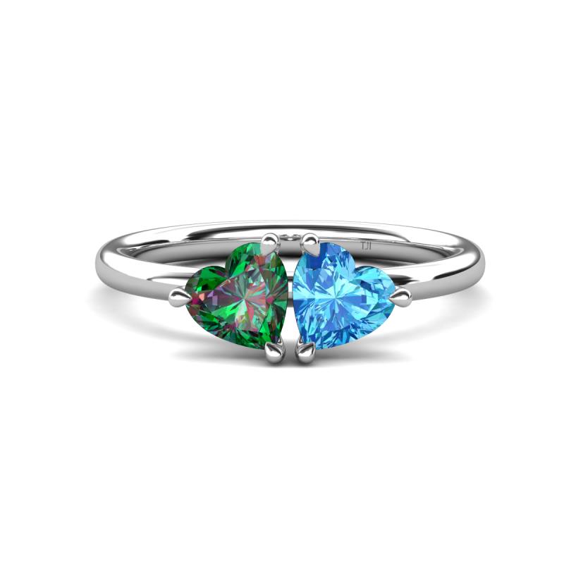 Francesca 1.75 ctw Heart Shape (6.00 mm) Lab Created Alexandrite & Blue Topaz Toi Et Moi Engagement Ring 