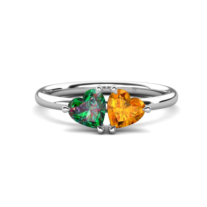 Francesca 1.43 ctw Heart Shape (6.00 mm) Lab Created Alexandrite & Citrine Toi Et Moi Engagement Ring 