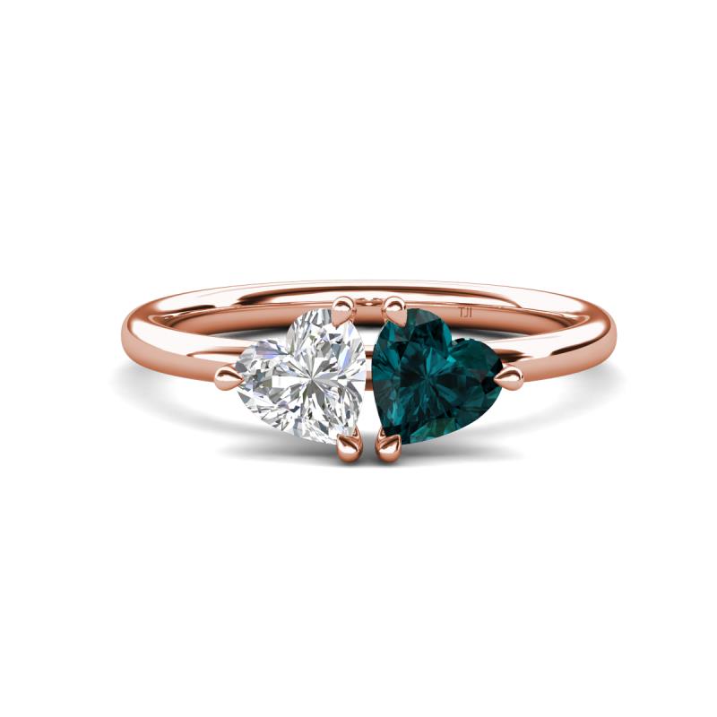 Francesca 1.90 ctw Heart Shape (6.00 mm) Lab Created White Sapphire & London Blue Topaz Toi Et Moi Engagement Ring 