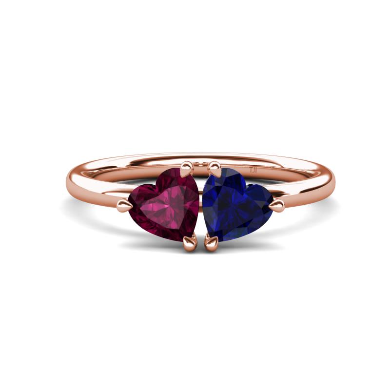 Francesca 2.00 ctw Heart Shape (6.00 mm) Rhodolite Garnet & Lab Created Blue Sapphire Toi Et Moi Engagement Ring 