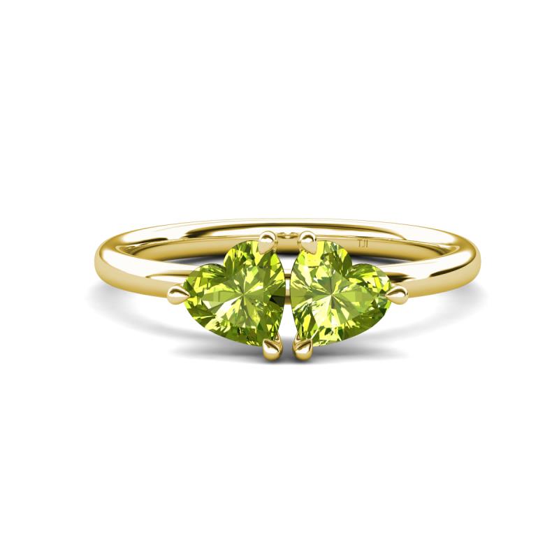 Francesca 1.90 ctw Heart Shape (6.00 mm) Peridot Toi Et Moi Engagement Ring 