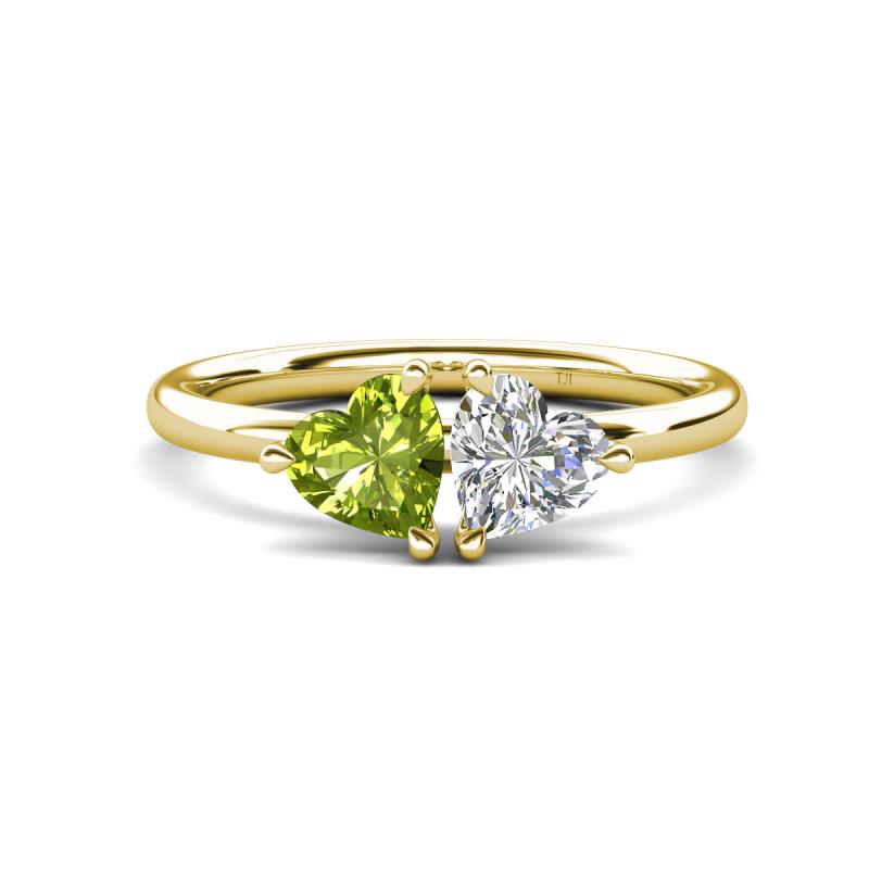 Francesca 1.65 ctw Heart Shape (6.00 mm) Peridot & Moissanite Toi Et Moi Engagement Ring 