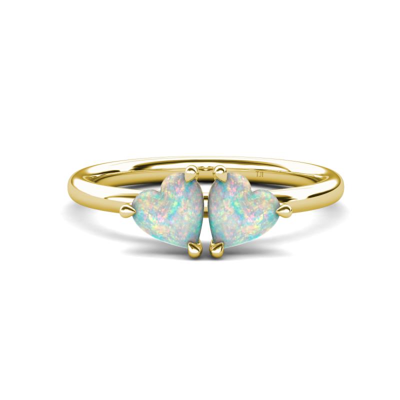 Francesca 0.90 ctw Heart Shape (6.00 mm) Opal Toi Et Moi Engagement Ring 