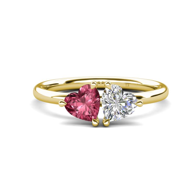 Francesca 1.50 ctw Heart Shape (6.00 mm) Pink Tourmaline & Moissanite Toi Et Moi Engagement Ring 
