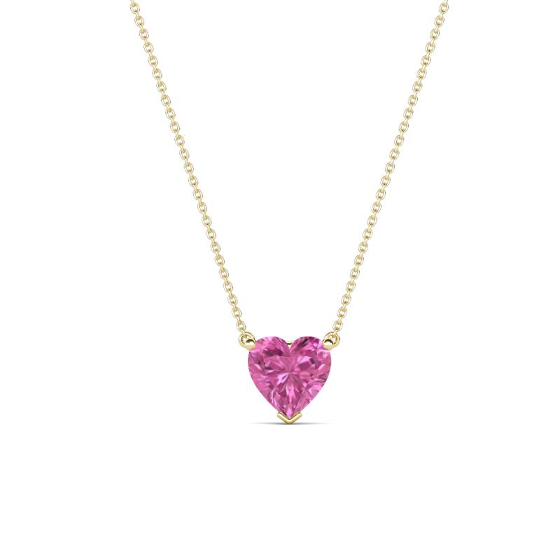 Zaria 0.65 ct Lab Created Pink Sapphire Heart Shape (5.00 mm) Solitaire Pendant Necklace 