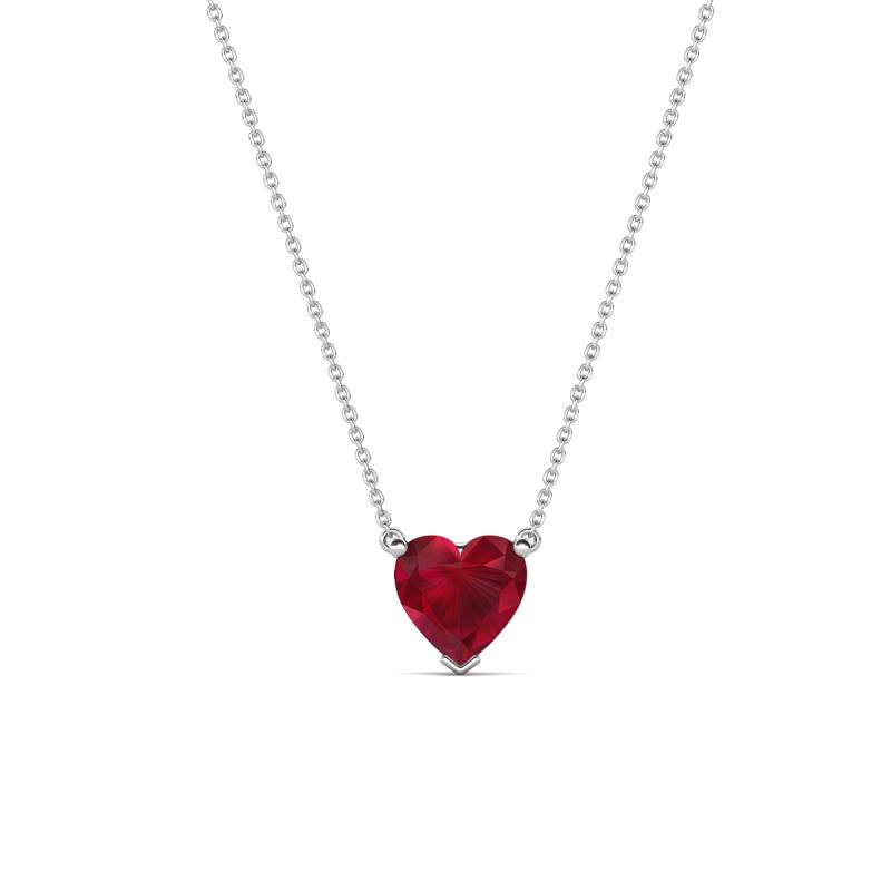 Zaria 0.55 ct Lab Created Ruby Heart Shape (5.00 mm) Solitaire Pendant Necklace 