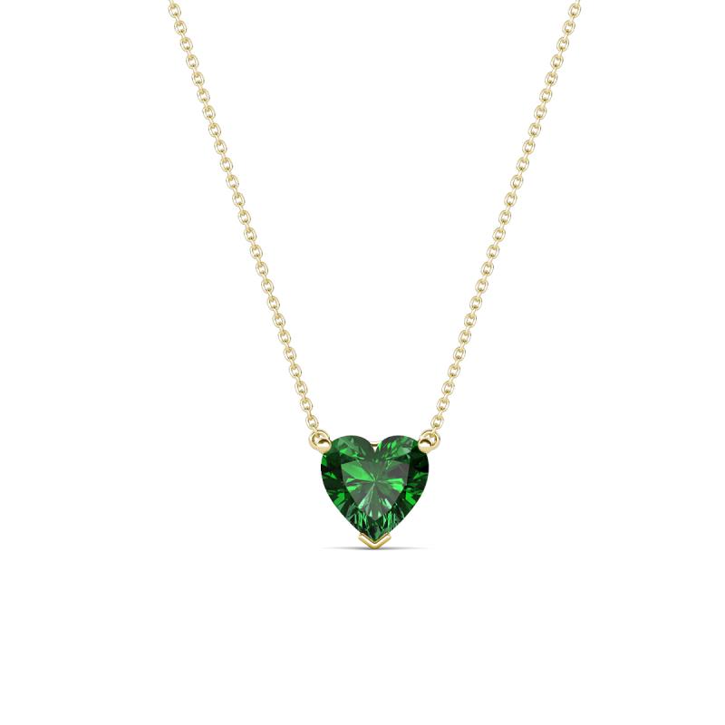 Zaria 0.42 ct Lab Created Emerald Heart Shape (5.00 mm) Solitaire Pendant Necklace 