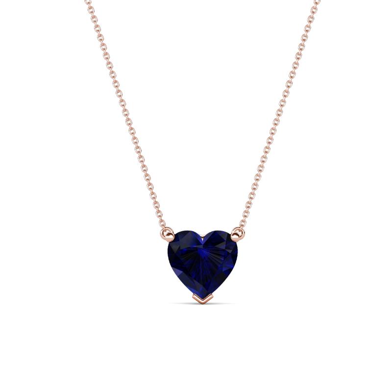 Zaria 0.90 ct Lab Created Blue Sapphire Heart Shape (6.00 mm) Solitaire Pendant Necklace 