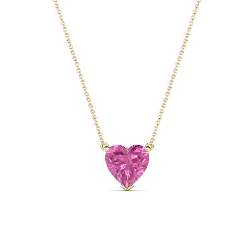 Zaria 0.90 ct Lab Created Pink Sapphire Heart Shape (6.00 mm) Solitaire Pendant Necklace 