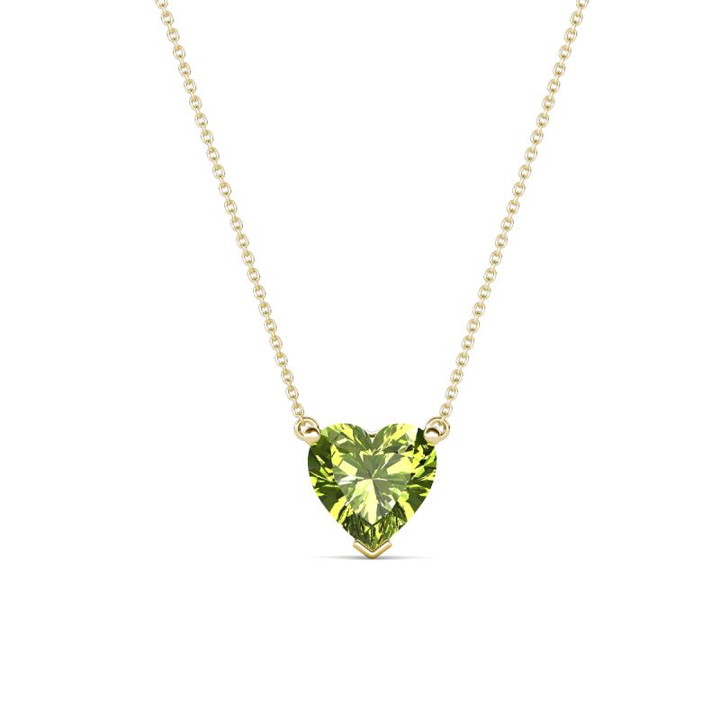 Zaria 0.95 ct Peridot Heart Shape (6.00 mm) Solitaire Pendant Necklace 