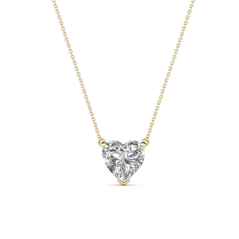 Zaria 0.90 ct Lab Created White Sapphire Heart Shape (6.00 mm) Solitaire Pendant Necklace 