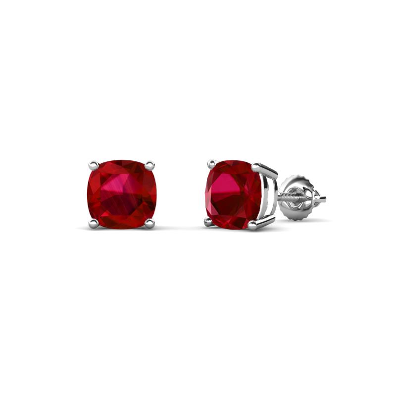 Alida 1.62 ctw (5.00 mm) Cushion Shape Lab Created Ruby Solitaire Women Stud Earrings 