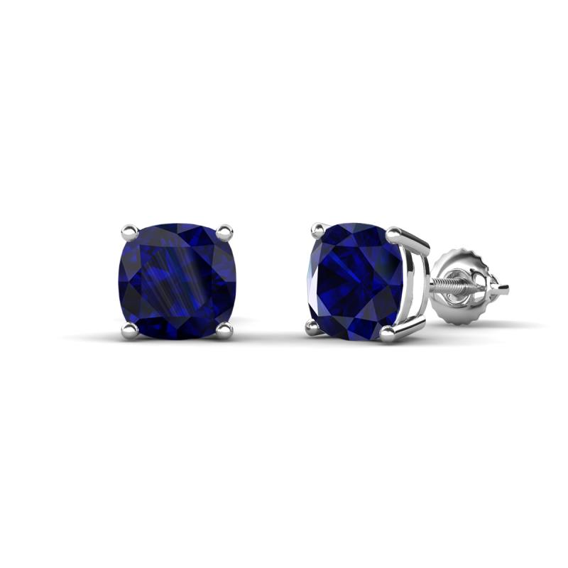 Alida 2.66 ctw (6.00 mm) Cushion Shape Lab Created Blue Sapphire Solitaire Women Stud Earrings 