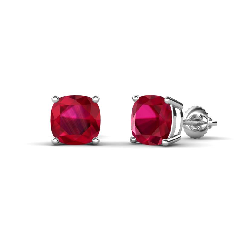 Alida 2.66 ctw (6.00 mm) Cushion Shape Lab Created Ruby Solitaire Women Stud Earrings 