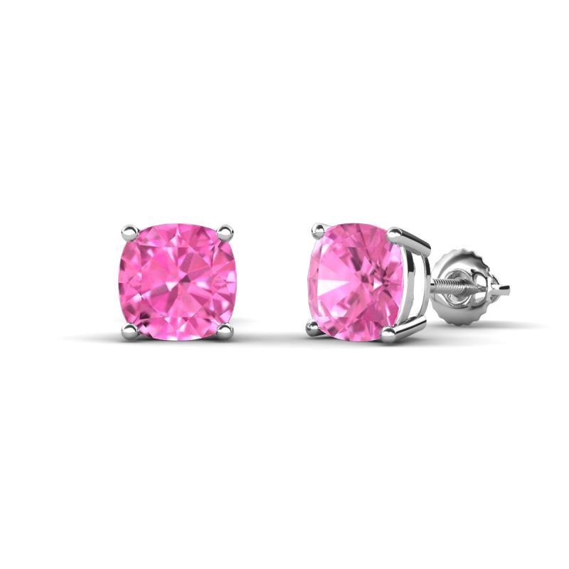 Alida 2.60 ctw (6.00 mm) Cushion Shape Lab Created Pink Sapphire Solitaire Women Stud Earrings 
