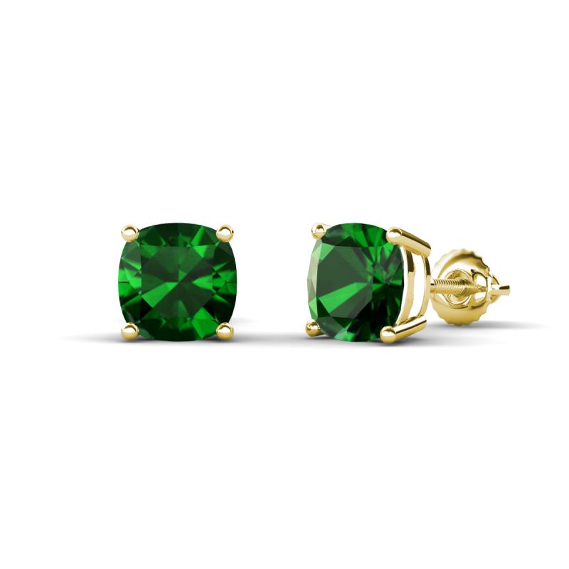 Alida 1.80 ctw (6.00 mm) Cushion Shape Lab Created Emerald Solitaire Women Stud Earrings 