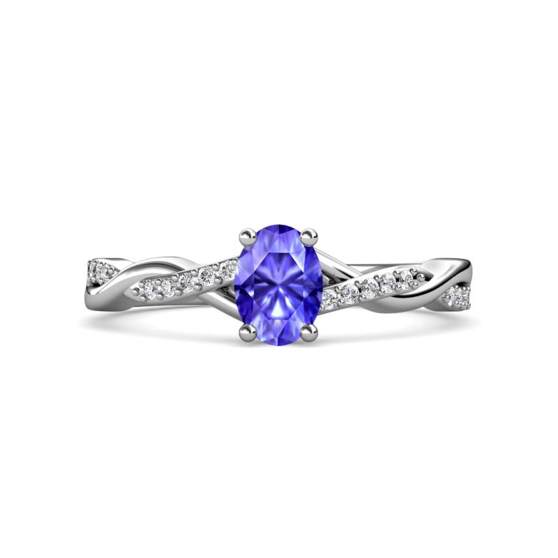 Stacie Desire 1.51 ctw Tanzanite Oval Cut (8x6mm) & Natural Diamond Round (1.30mm) Twist Infinity Shank Engagement Ring 