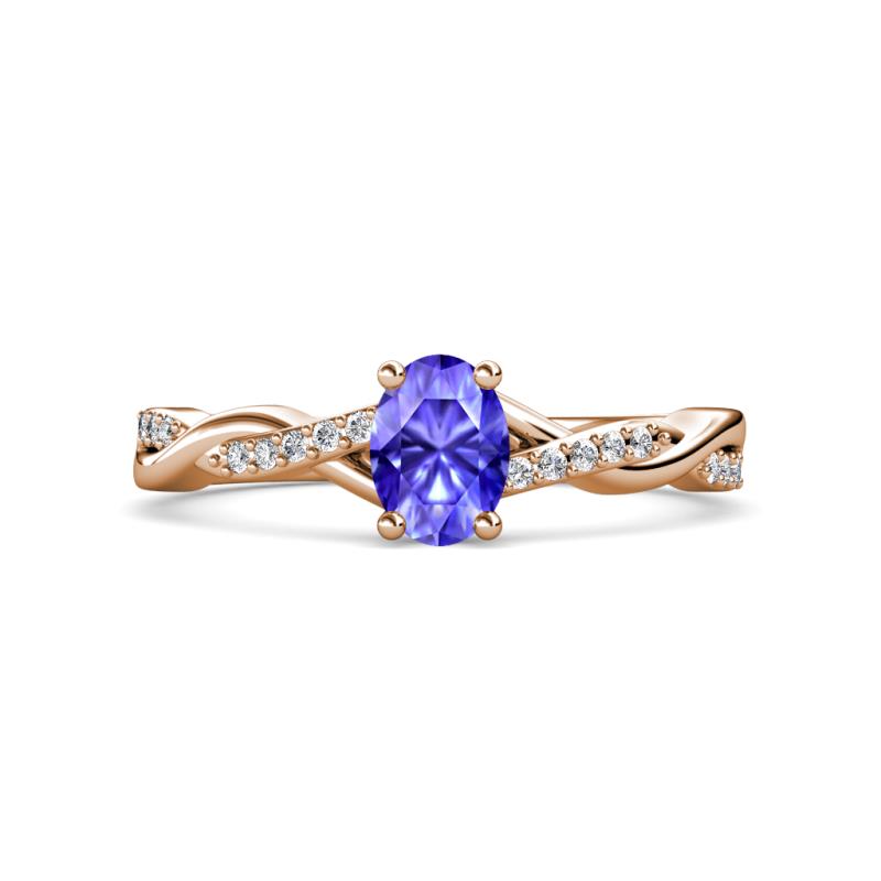 Stacie Desire 1.51 ctw Tanzanite Oval Cut (8x6mm) & Natural Diamond Round (1.30mm) Twist Infinity Shank Engagement Ring 