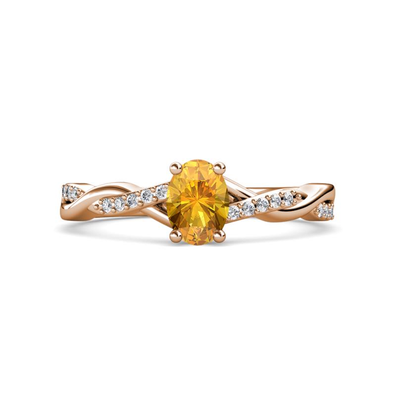 Stacie Desire 1.36 ctw Citrine Oval Cut (8x6mm) & Natural Diamond Round (1.30mm) Twist Infinity Shank Engagement Ring 