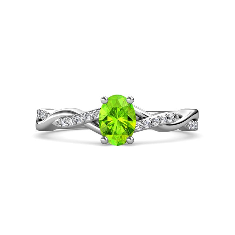 Stacie Desire 1.51 ctw Peridot Oval Cut (8x6mm) & Natural Diamond Round (1.30mm) Twist Infinity Shank Engagement Ring 