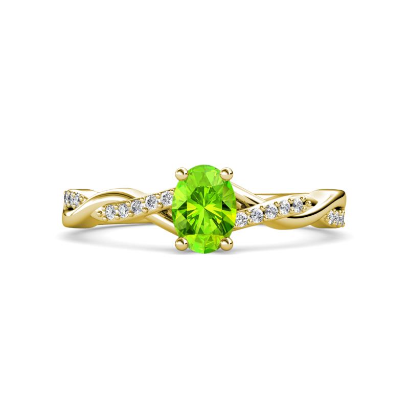 Stacie Desire 1.51 ctw Peridot Oval Cut (8x6mm) & Natural Diamond Round (1.30mm) Twist Infinity Shank Engagement Ring 
