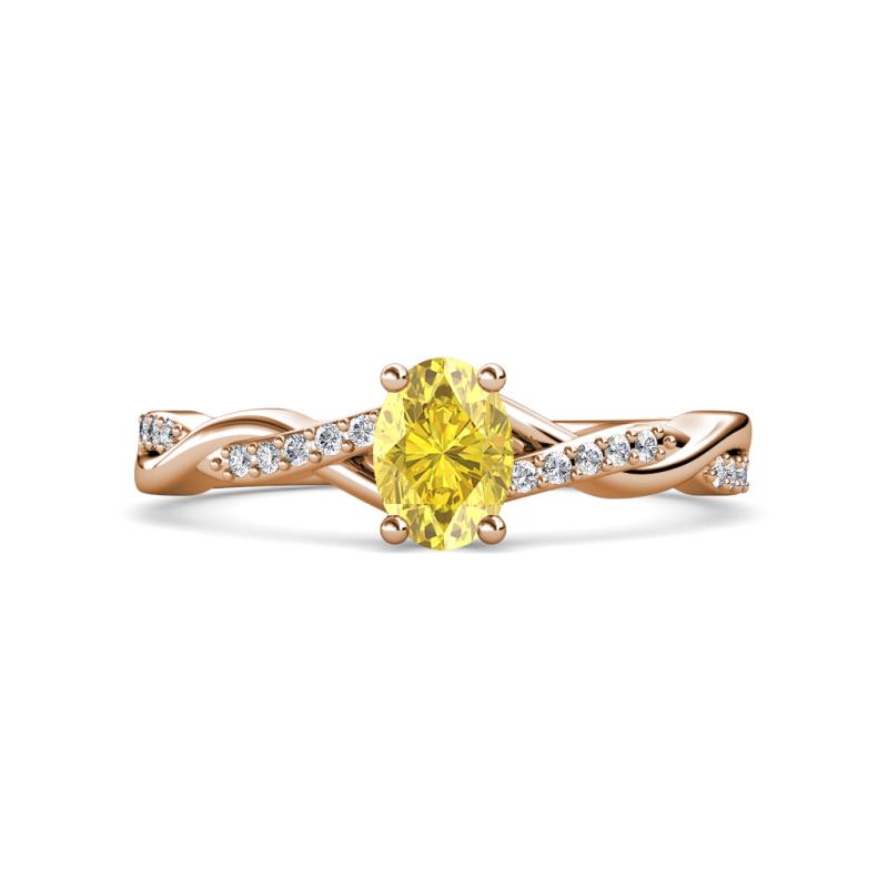 Stacie Desire 1.76 ctw Yellow Sapphire Oval Cut (8x6mm) & Natural Diamond Round (1.30mm) Twist Infinity Shank Engagement Ring 