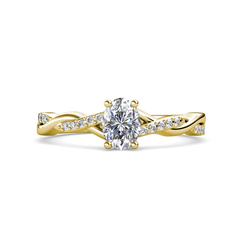 Stacie Desire 1.66 ctw IGI Certified Lab Grown Diamond Oval Cut (8x6mm) & Natural Diamond Round (1.30mm) Twist Infinity Shank Engagement Ring 