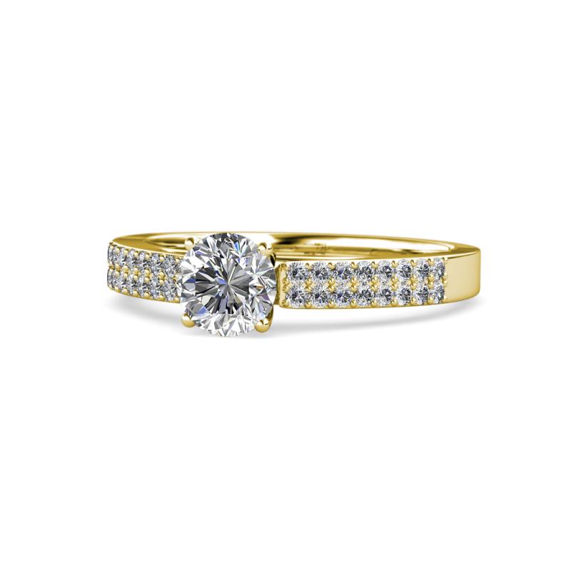 Aysel 1.12 ctw IGI Certified Lab Grown Diamond Round (6.00 mm) & Natural Diamond Round (1.30 mm) Double Row Engagement Ring  