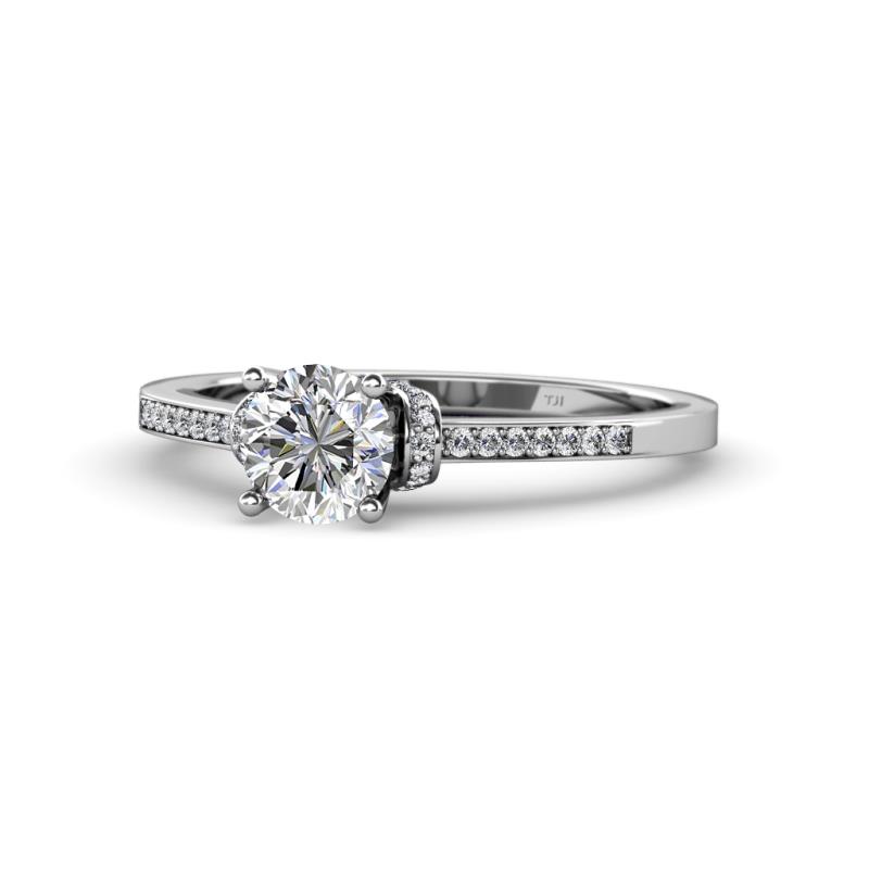 Enlai IGI Certified 0.93 ctw Lab Grown Diamond Round (5.80 mm) & Natural Diamond Round (1.10 mm) Women Engagement Ring  