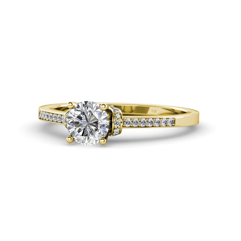 Enlai IGI Certified 0.93 ctw Lab Grown Diamond Round (5.80 mm) & Natural Diamond Round (1.10 mm) Women Engagement Ring  